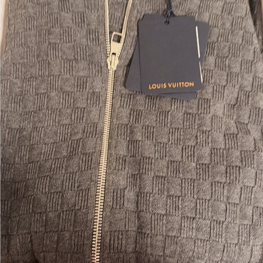 Louis Vuitton Charcoal Textured Knit Jacket